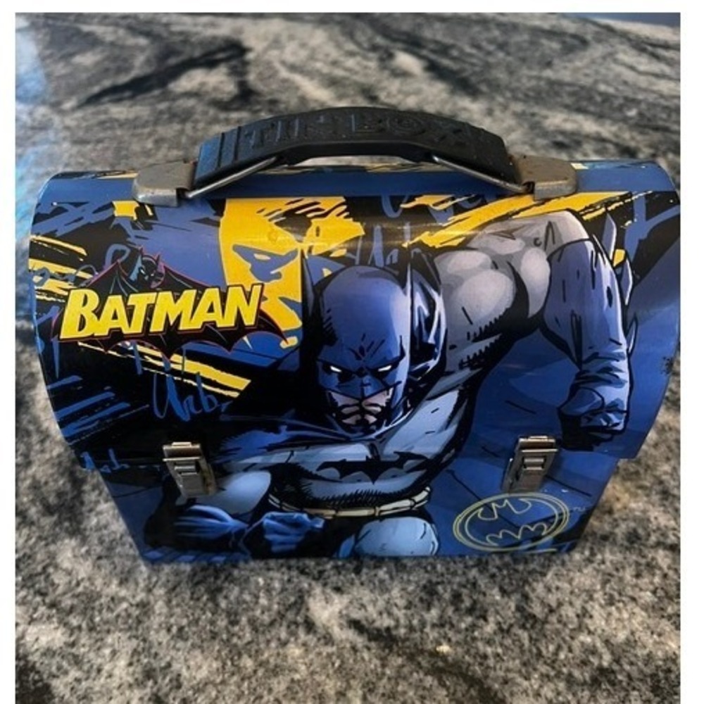 The Tin Box Company Batman Lunch Box Kids OS Blue Dark Knight Metal Tin 2004